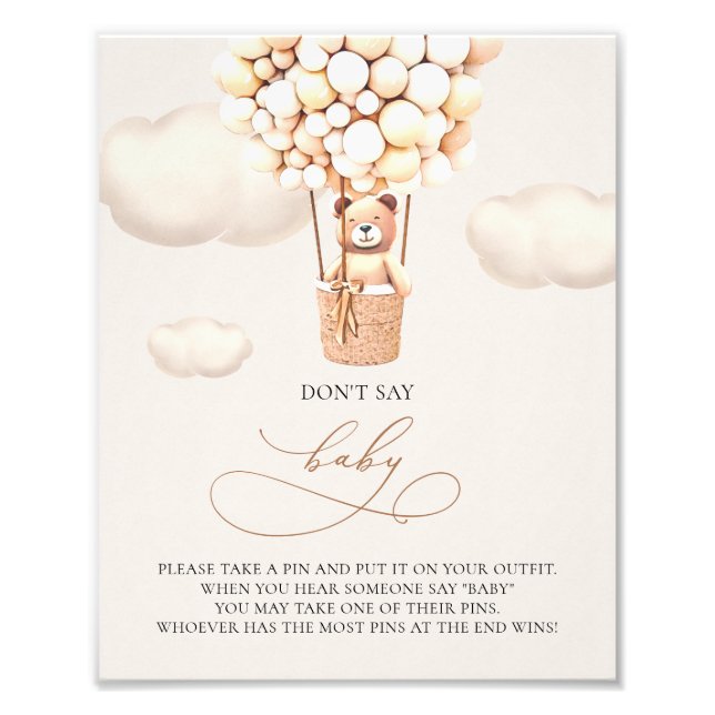 Foto Globos de oso - No digas BEBÉ - Rótulo (Frente)