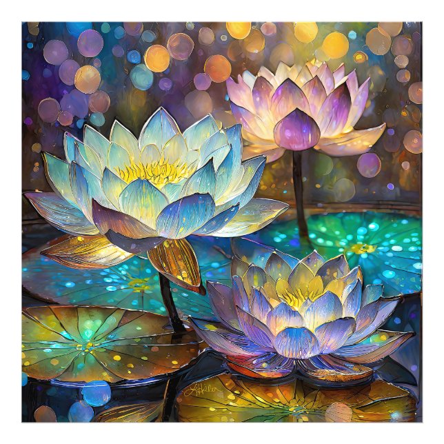 Foto Glowing Lotus Flowers Trio (Frente)
