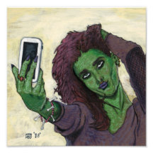 Goblin Chica Phone Selfie Fantasy Art Photo Print