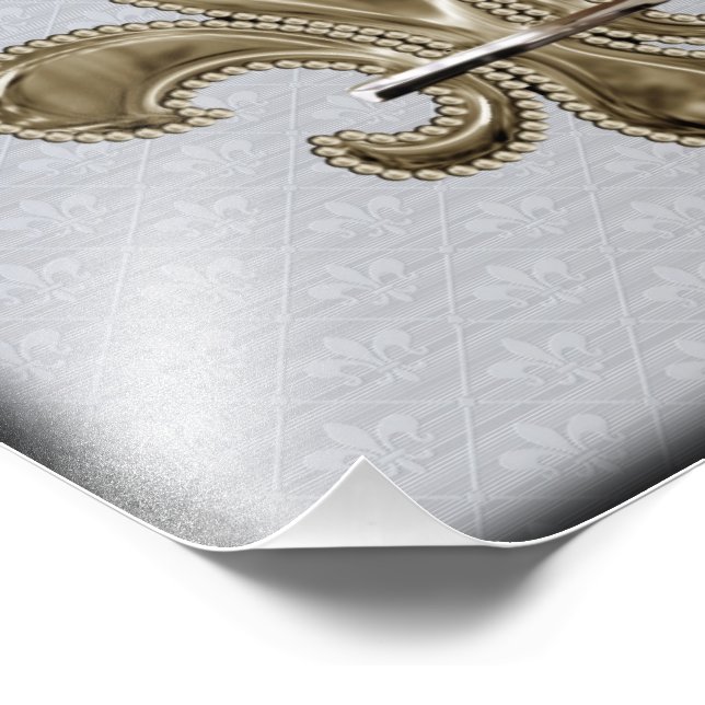 Foto Gold Fleur de Lis fondo plateado bordes negros (Esquina)