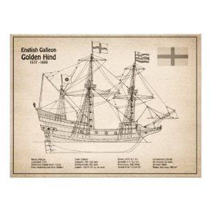 Foto Golden Hind - Planes de diseño de la huella del ba
