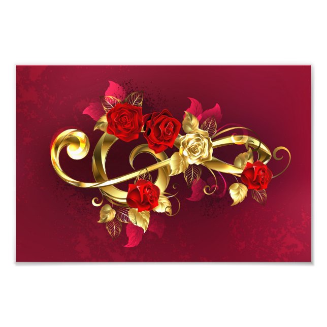 Foto Golden Treble Clef con flores Rosas (Frente)