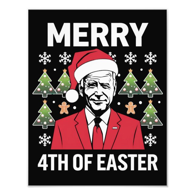Foto Gorro de Santa de Navidad de Joe Biden Feliz 4 de  (Frente)
