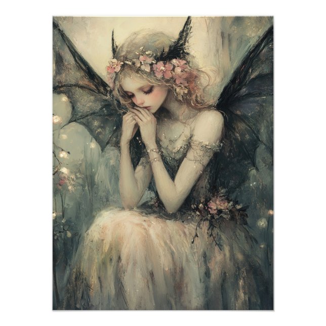 Foto Gothic Fantasy Fairy with Floral Crown Wall Art (Frente)