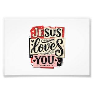 Foto Grabado Vintage Jesús Te Ama Tipografía Cristiana