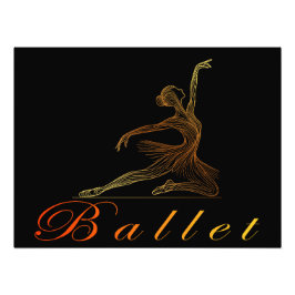 Foto Graceful Pose of a golden Line Art Ballerina