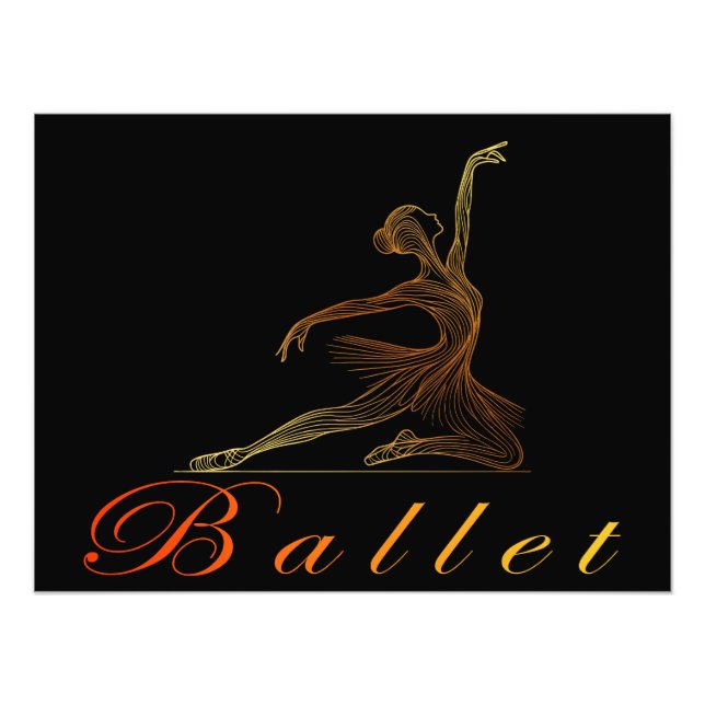 Foto Graceful Pose of a golden Line Art Ballerina (Frente)