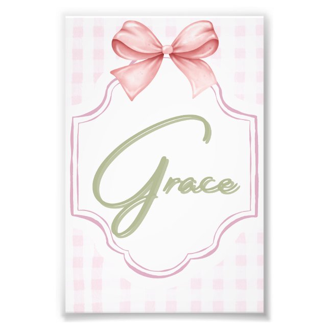 Foto Gracia personalizada Niña Niñera Nursery Bow&Gingh (Frente)