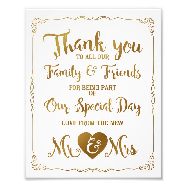 Foto gracias día especial boda firma oro (Frente)
