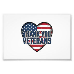 Foto Gracias Veteranos Corazón Patriótico Diseño Vintag
