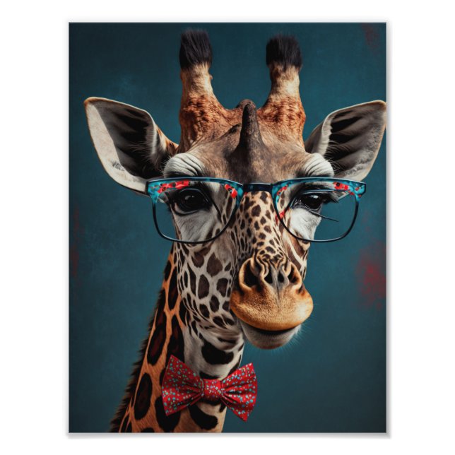 Foto Graciosa jirafa Hipster divertidos retratos animal (Frente)