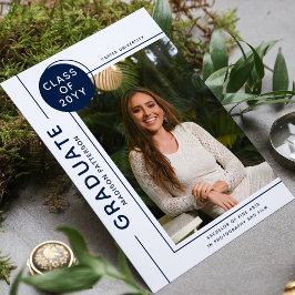 Foto Graduación Escritura Moderna Azul Blanco