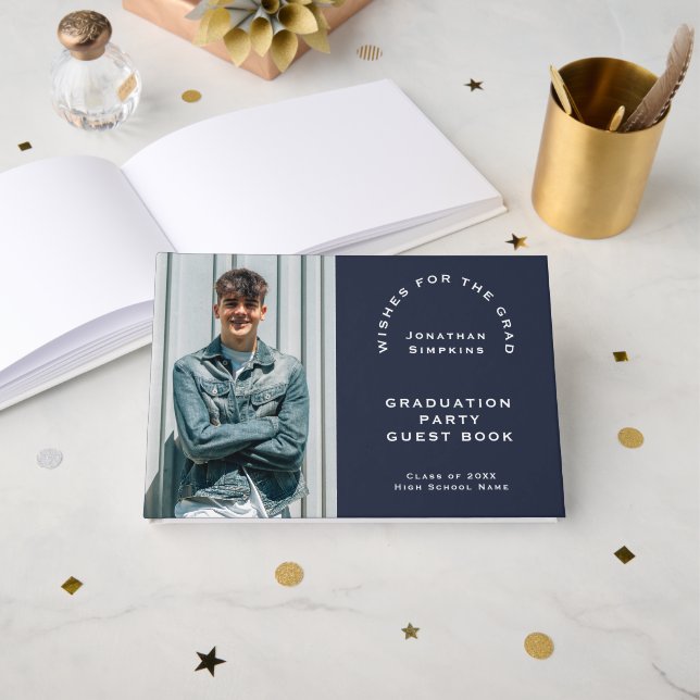 Foto Graduación masculina Libro de invitados de la (Anverso Abierto)