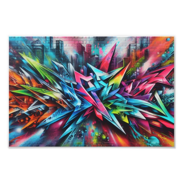 Foto Graffiti auf Ziegelwand mit Skyline Streetart (Frente)