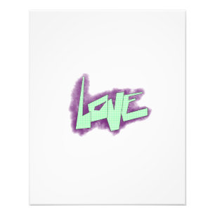 Foto graffiti de amor morado verde menta tipografía pun