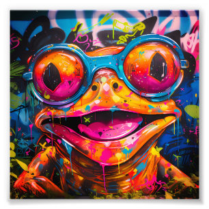 Foto Graffiti Rana multicolor con lentes