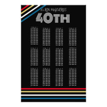 Gráfica de asientos de 40 bandas retro en negro y