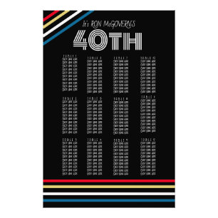Foto Gráfica de asientos de 40 bandas retro en negro y