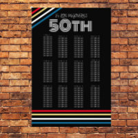 Gráfica de asientos de 50 bandas retro en negro y 