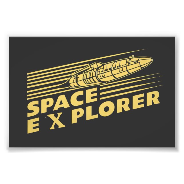Foto Gráfico de cohete explorador espacial retro (Frente)