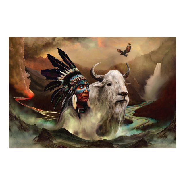 Foto Gran búfalo blanco Tatanka / indio americano (Frente)