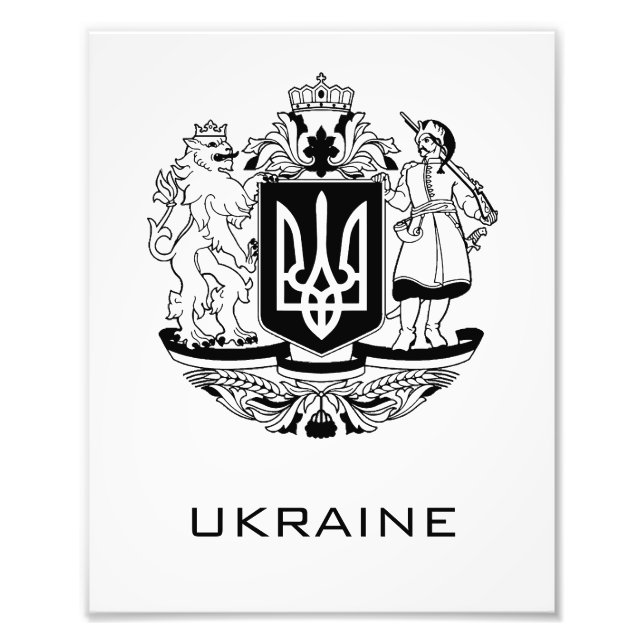 Foto Gran Escudo de Armas de Ucrania Arte Monocromo Ref (Frente)