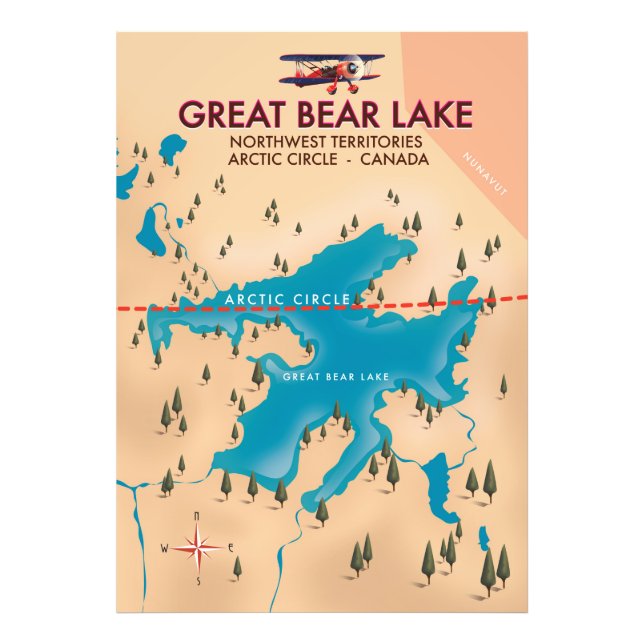 Foto Gran lago Bear, Canadá, arte de afiches de viajes  (Frente)