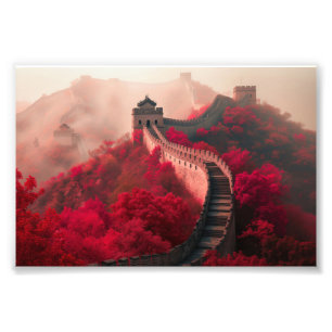 Foto Gran Muralla de China en otoño - Rojo escénico