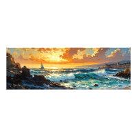 Gran Sunset dorado en el Mediterráneo marino