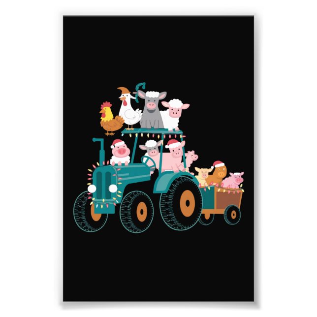 Foto Granja Tractor de Navidad Divertida Fiesta  (Frente)