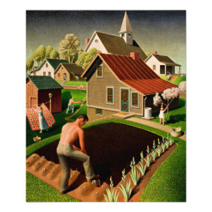 Foto Grant Wood - Primavera en la ciudad, arte fino