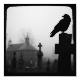Foto Graveyard Crow In Spookoky Graveyard