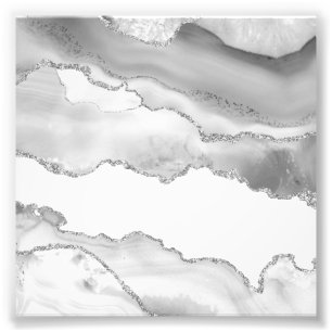 Foto Gris White Marble Agle Simple Silver Sparkle