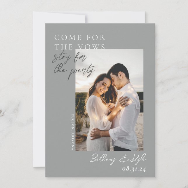 Foto Gris Witty Guardar La Invitación De Fecha (Anverso)