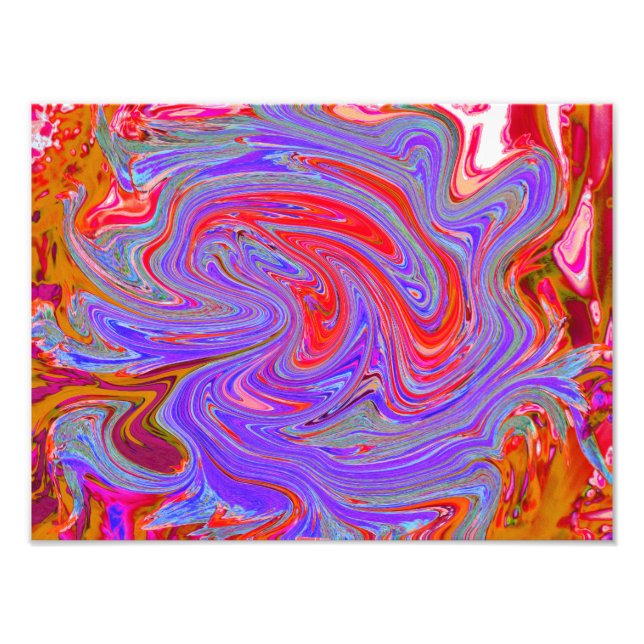 Foto Groovy rojo y púrpura Resumen de arte retro (Frente)