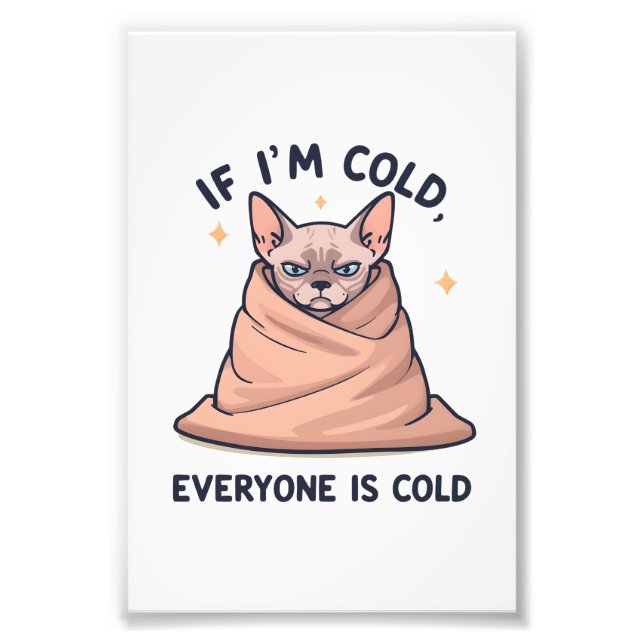 Foto Grumpy Sphynx Cat Cold Humor Cartoon Art (Frente)