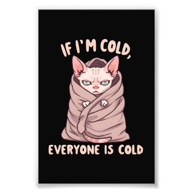 Foto Grumpy Sphynx Cat Cold Humor Illustration (Frente)