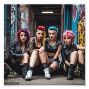 Foto Grupo Chicas de Punk caliente alternativo sentados
