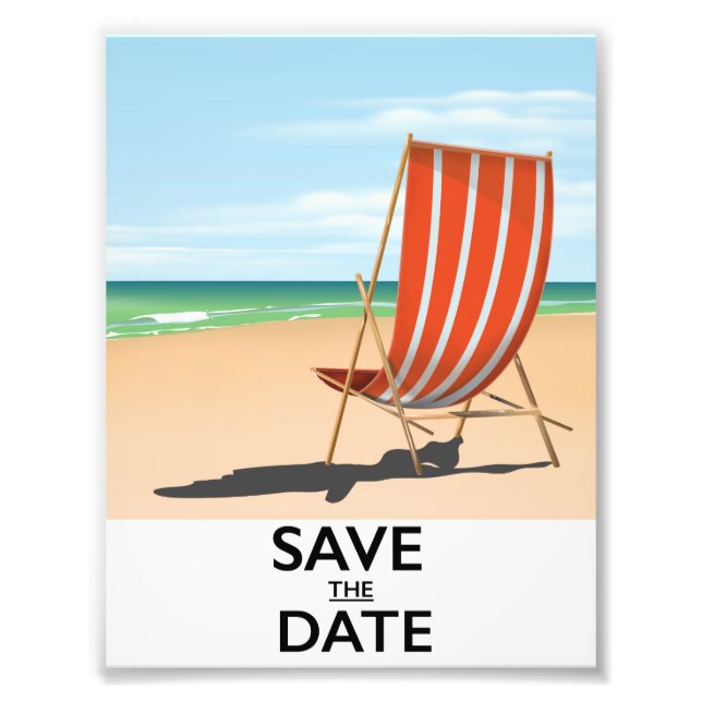 Foto Guardar la fecha póster vintage de playa (Frente)