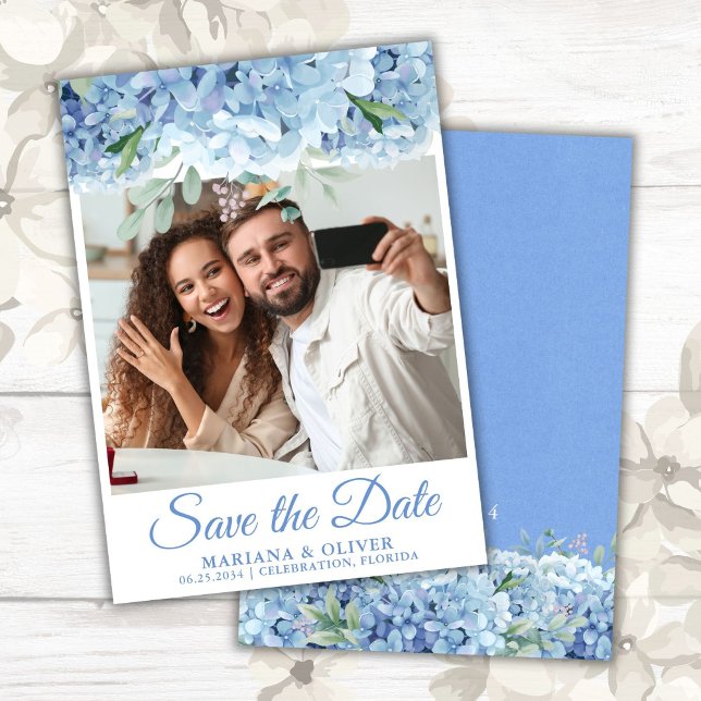 Foto Guardar la tarjeta de fecha Azul Hydrangeas F (Subido por el creador)