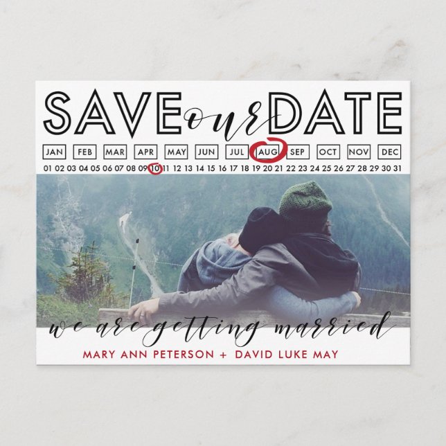 Foto Guardar postal de la foto de fecha con calend (Anverso)