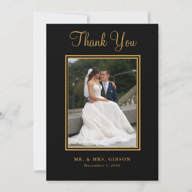 Foto Guión De Oro En La Tarjeta De Agradecimiento  (Anverso)