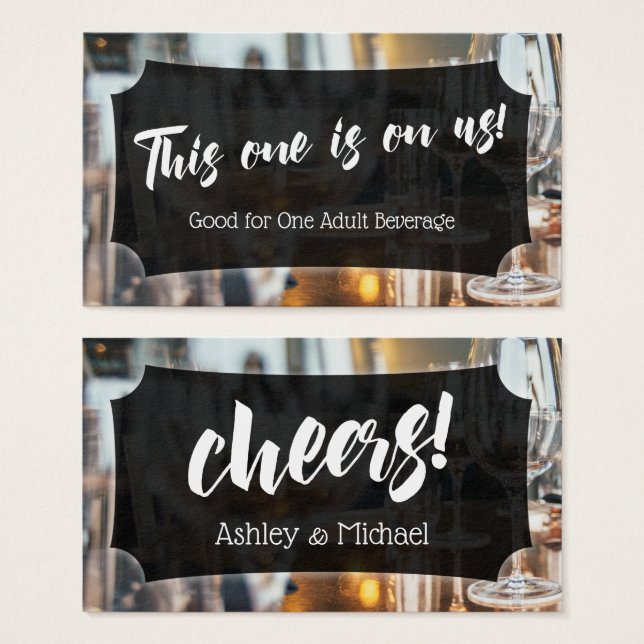 Foto, guión negrita, Boda y entradas para bebidas (Anverso y reverso)