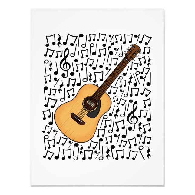 Foto Guitarra acústica notas musicales música guitarris (Frente)