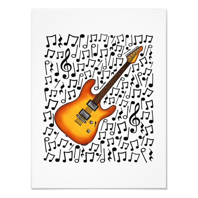 Foto Guitarra Eléctrica Notas Musicales Músico Guitaria (Frente)