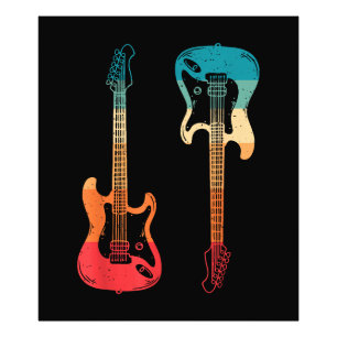 Foto Guitarra Retro Guitarrista Bajo Eléctrico Guitarra