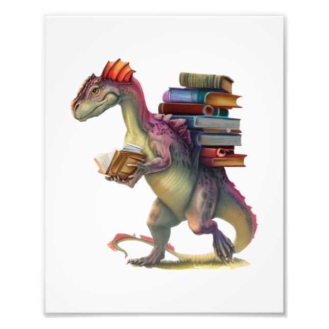 Foto Gusano de libros de dinosaurios - Cute fantasía le (Frente)