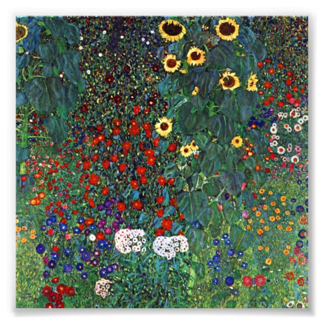 Foto Gustav Klimt Farm Garden con girasoles (Frente)