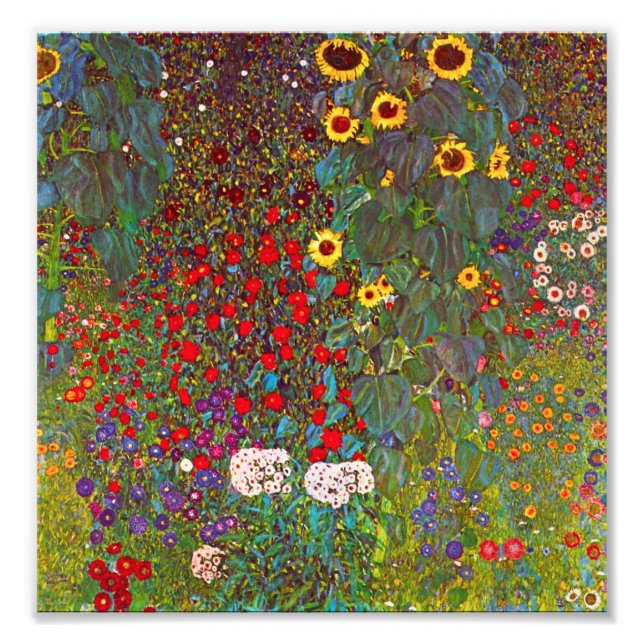 Foto Gustav Klimt Farm Garden con imagen de girasoles (Frente)
