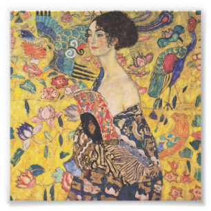 Foto Gustav Klimt Lady Con Impresión De Ventiladores